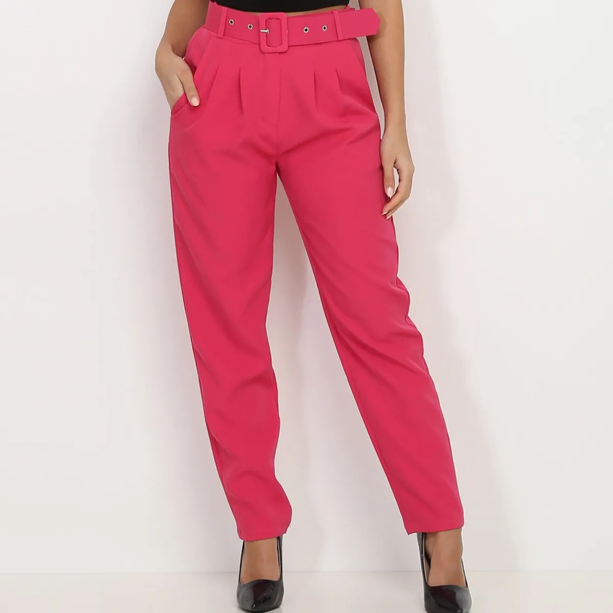 Clearance La Modeuse Pantalon à pinces avec ceinture Fuchsia