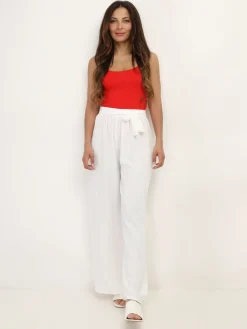 New La Modeuse Pantalon ample ceinturé Blanc