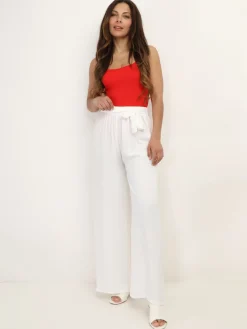 New La Modeuse Pantalon ample ceinturé Blanc