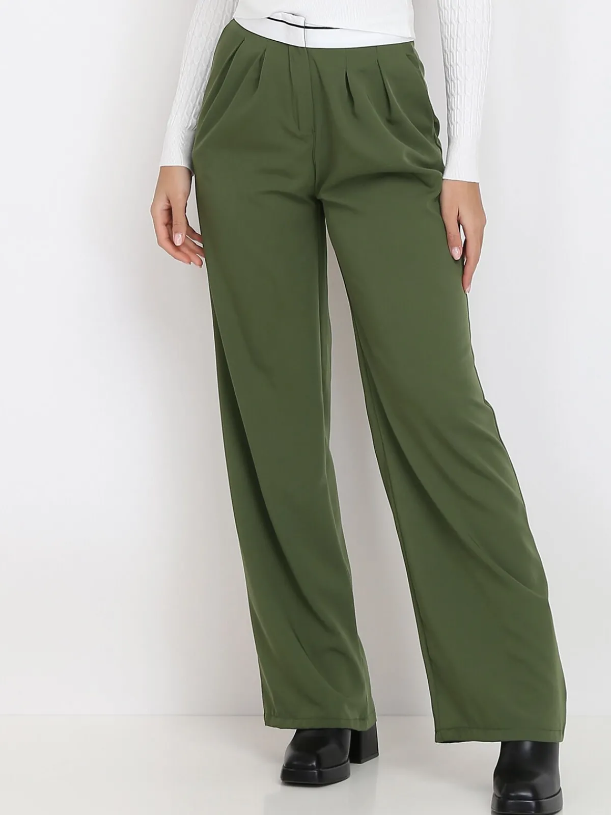 Clearance La Modeuse Pantalon ample style dad Kaki