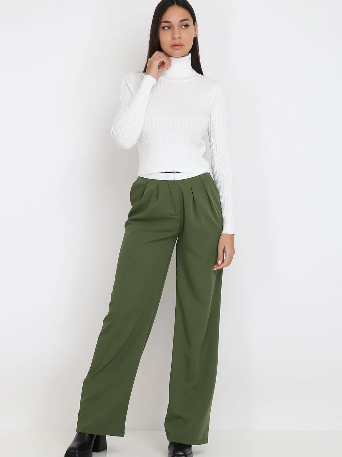 Clearance La Modeuse Pantalon ample style dad Kaki