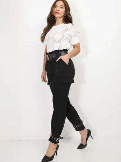 La Modeuse Pantalon cargo avec ceintures Noir