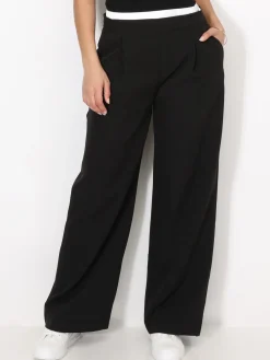 Outlet La Modeuse Pantalon de costume à taille contrastante Noir