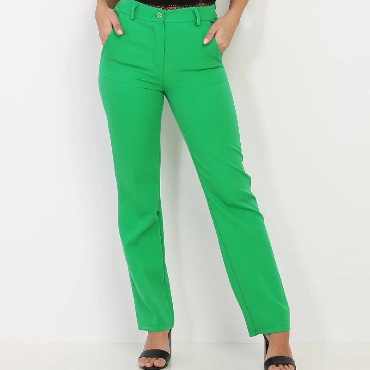 Sale La Modeuse Pantalon de costume droit Vert