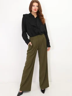 La Modeuse Pantalon de costume large Kaki