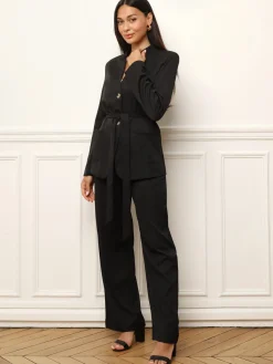 Hot La Modeuse Pantalon de tailleur à coupe droite Noir