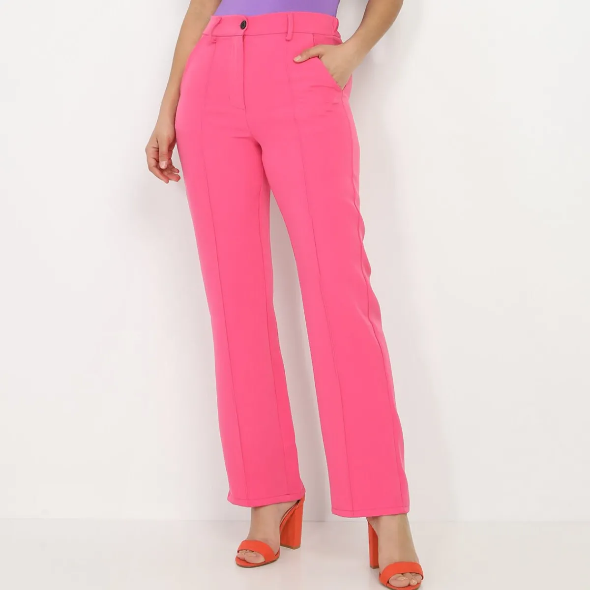 New La Modeuse Pantalon droit basique Fuchsia