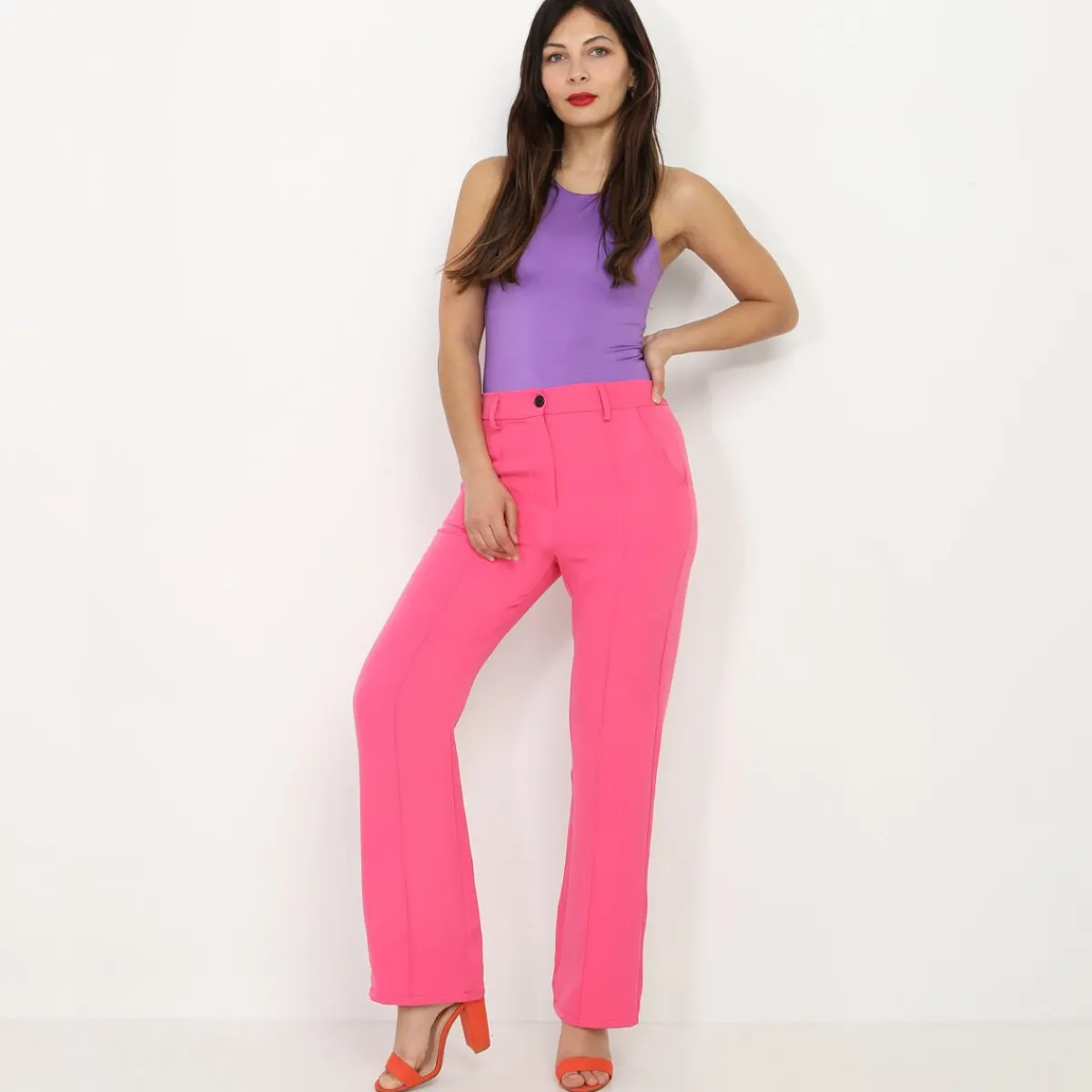 New La Modeuse Pantalon droit basique Fuchsia