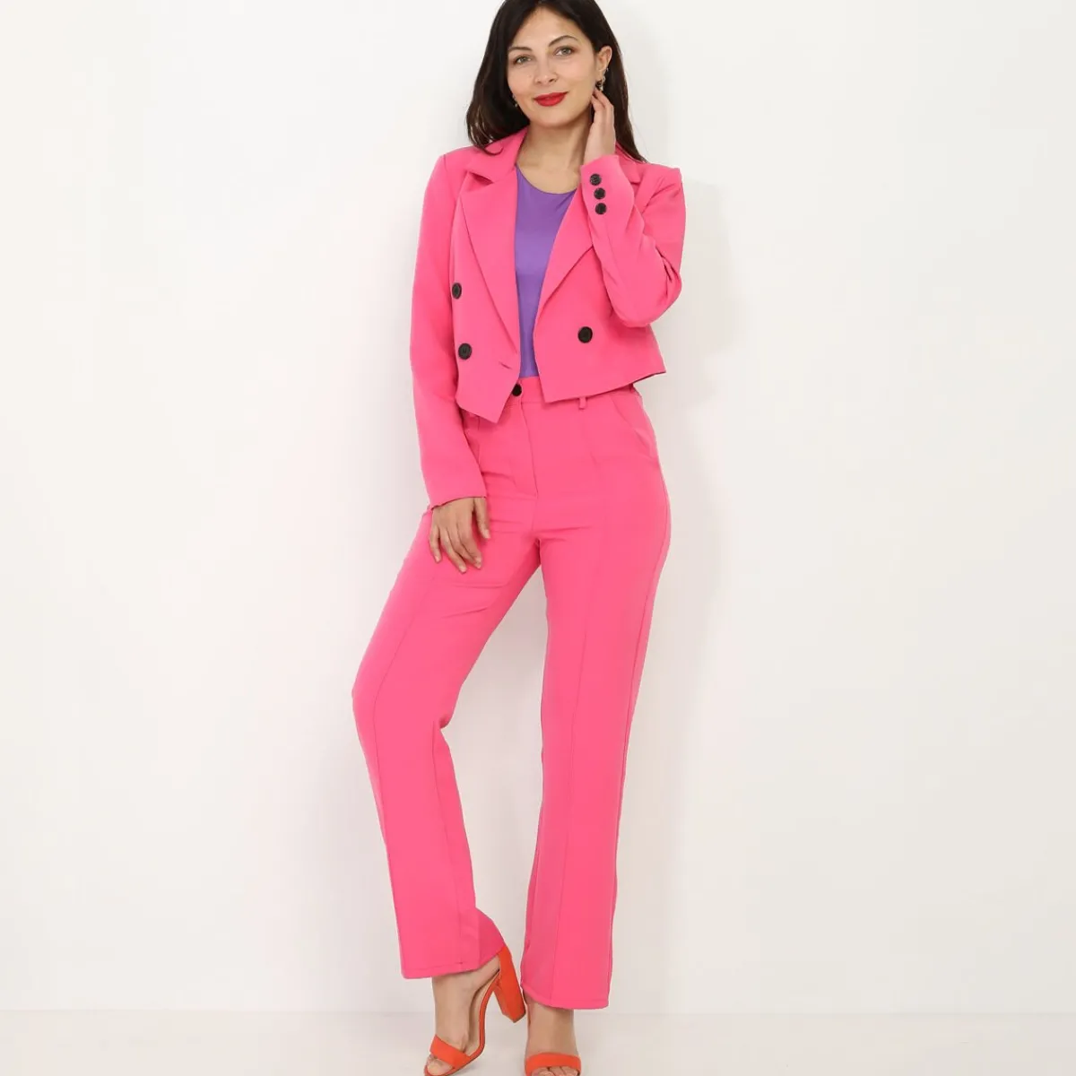 New La Modeuse Pantalon droit basique Fuchsia