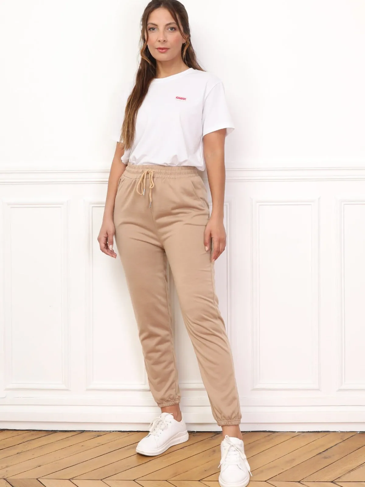 Sale La Modeuse Pantalon jogging basique Camel