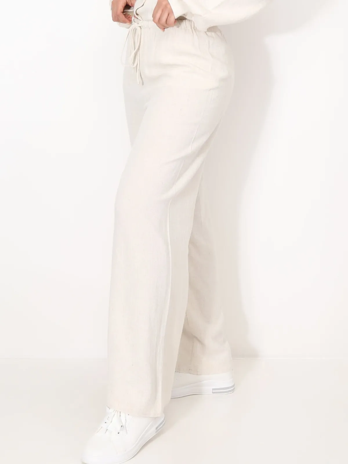 Outlet La Modeuse Pantalon large en lin Beige