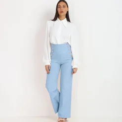 Hot La Modeuse Pantalon palazzo style officier BleuClair