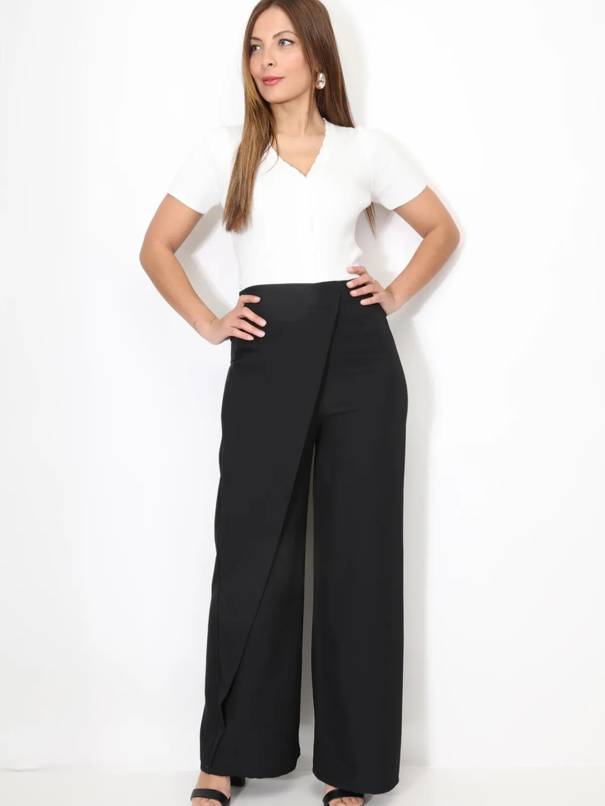 Best La Modeuse Pantalon portefeuille ample Noir