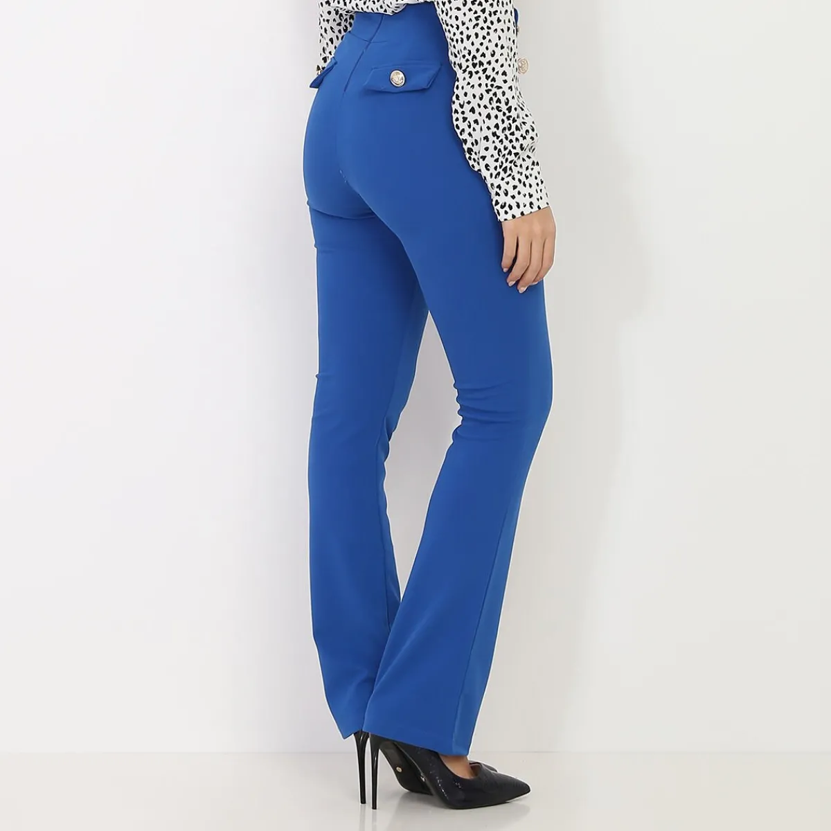 La Modeuse Pantalon taille haute style officier Bleu