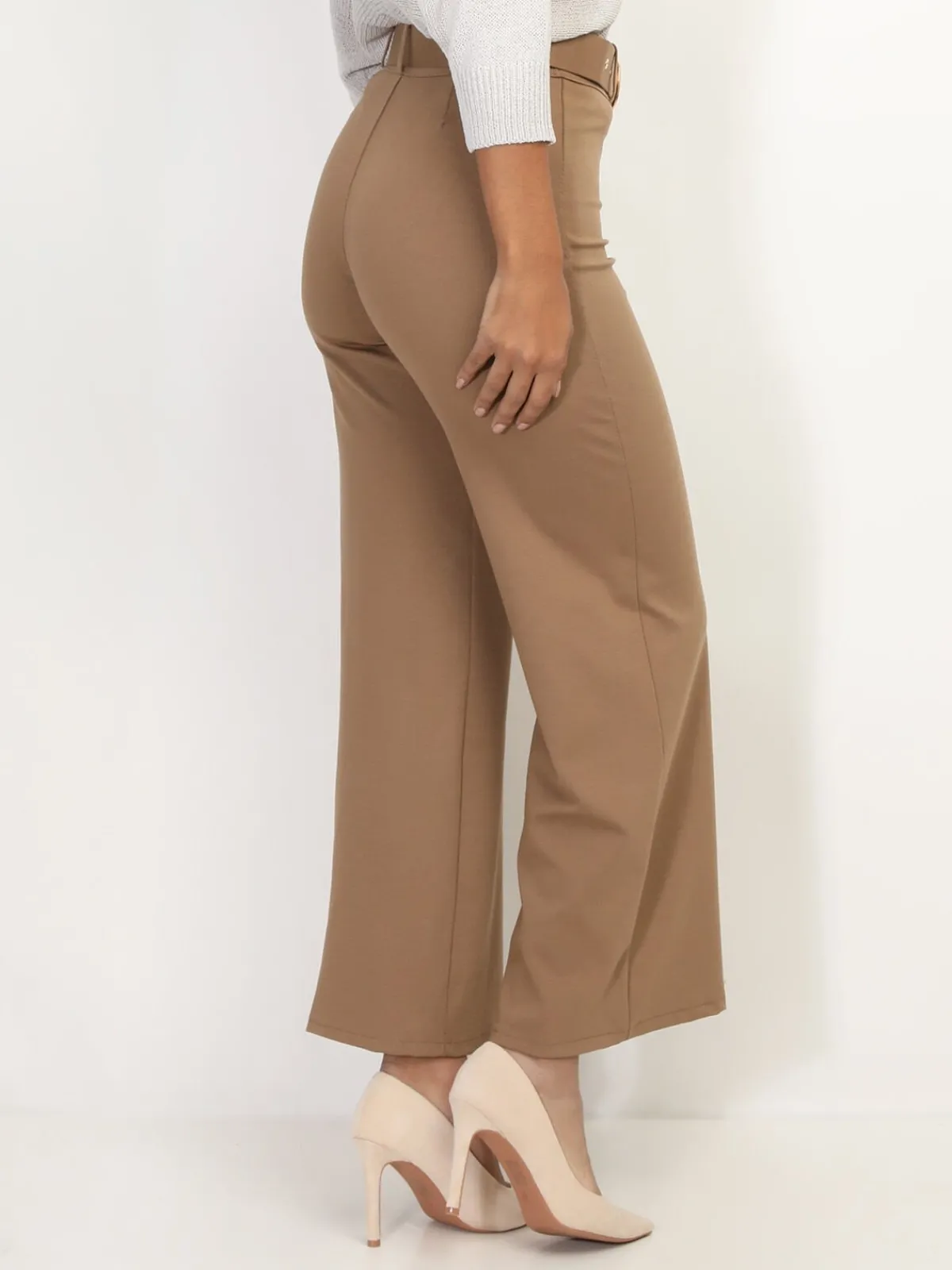 Best La Modeuse Pantalon évasé avec ceinture Camel