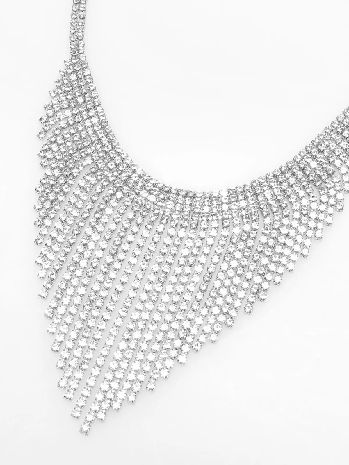 Clearance La Modeuse Parure collier et boucles à franges strassées Argenté