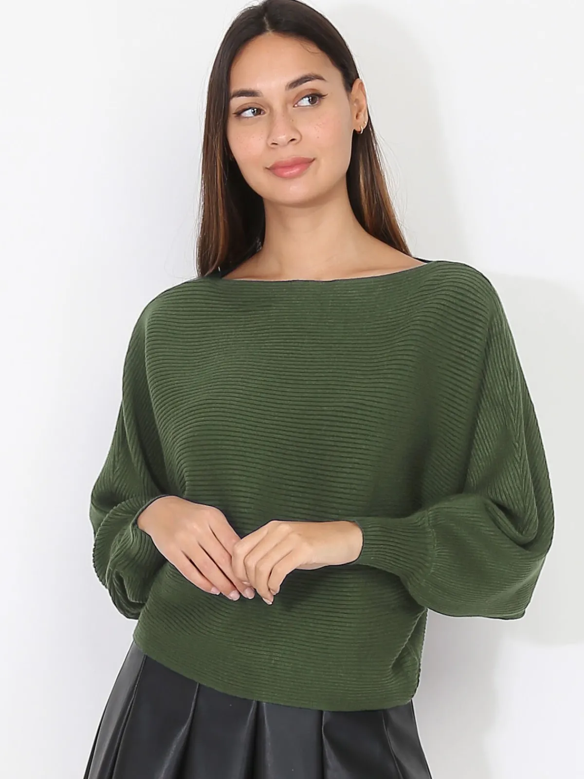 Best La Modeuse Pull classique en maille côtelée Vert