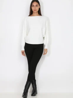 La Modeuse Pull classique en maille côtelée Blanc
