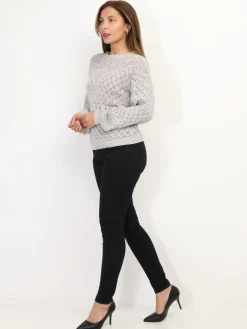 Sale La Modeuse Pull en crochet ajouré Grisclair