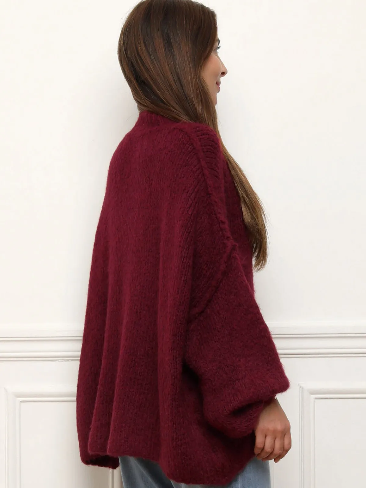 Sale La Modeuse Pull oversize à col montant Bordeaux