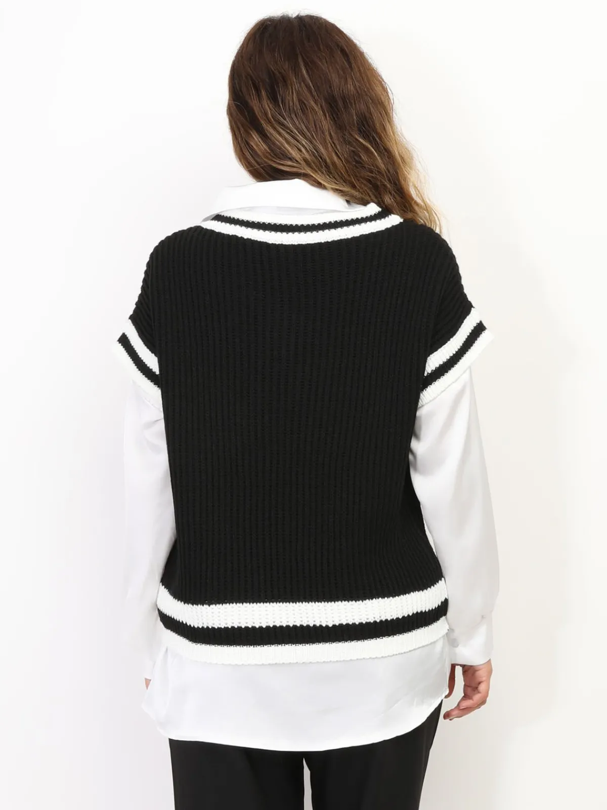 Hot La Modeuse Pull universitaire manches courtes Noir
