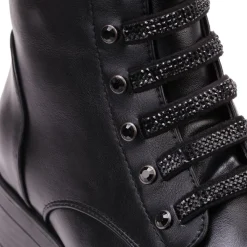 Outlet La Modeuse Rangers à lacets à strass Noir