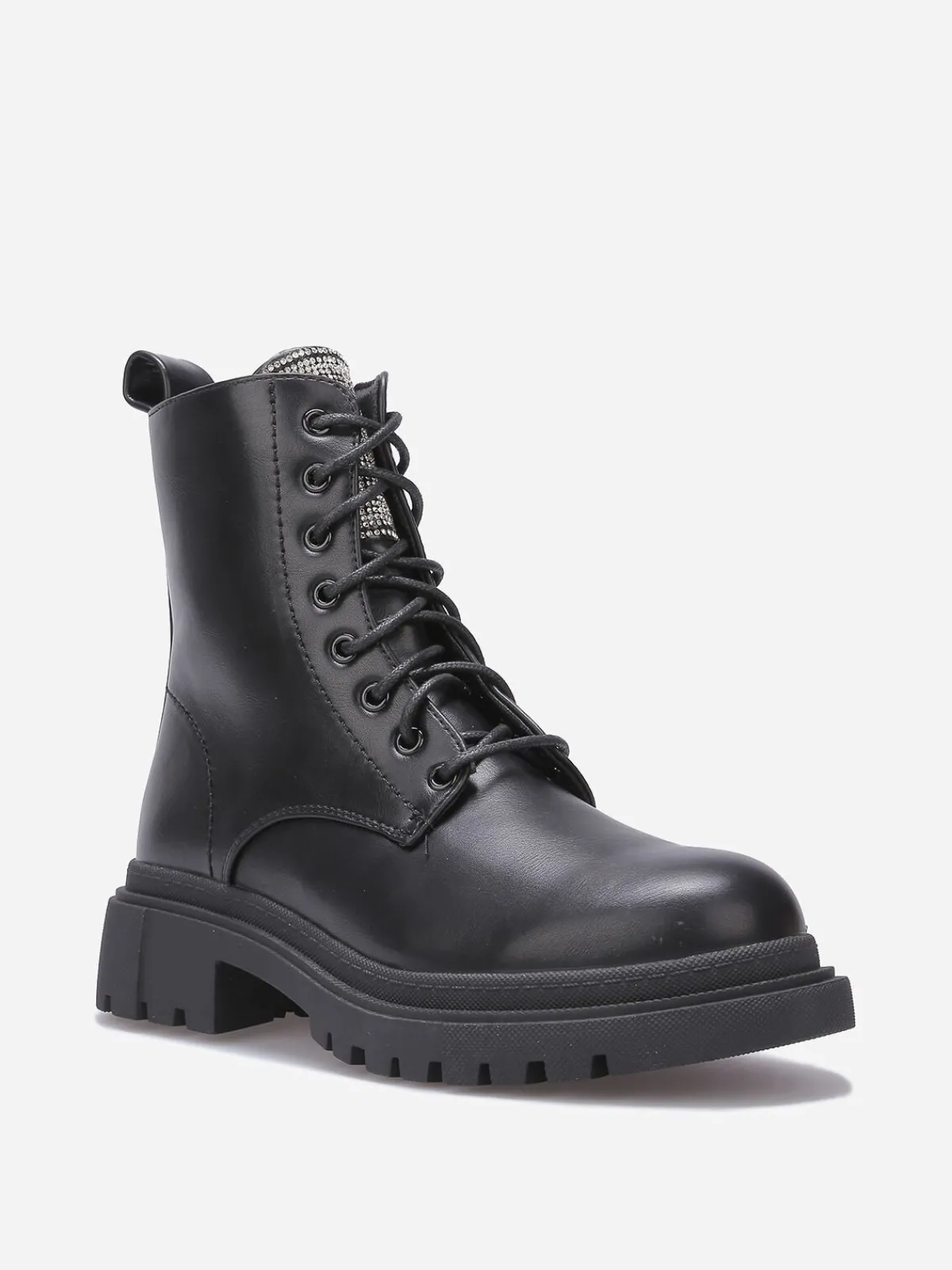 Online La Modeuse Rangers à strass et double lacets Noir