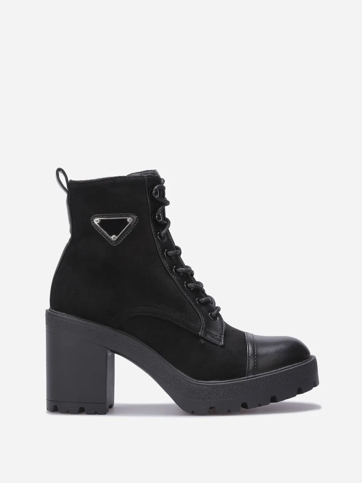 Clearance La Modeuse Rangers bi-matières à talon Noir