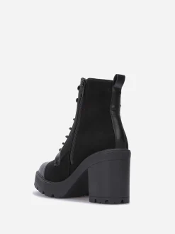 Clearance La Modeuse Rangers bi-matières à talon Noir