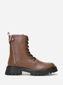 Sale La Modeuse Rangers crantées à zip métallique Taupe