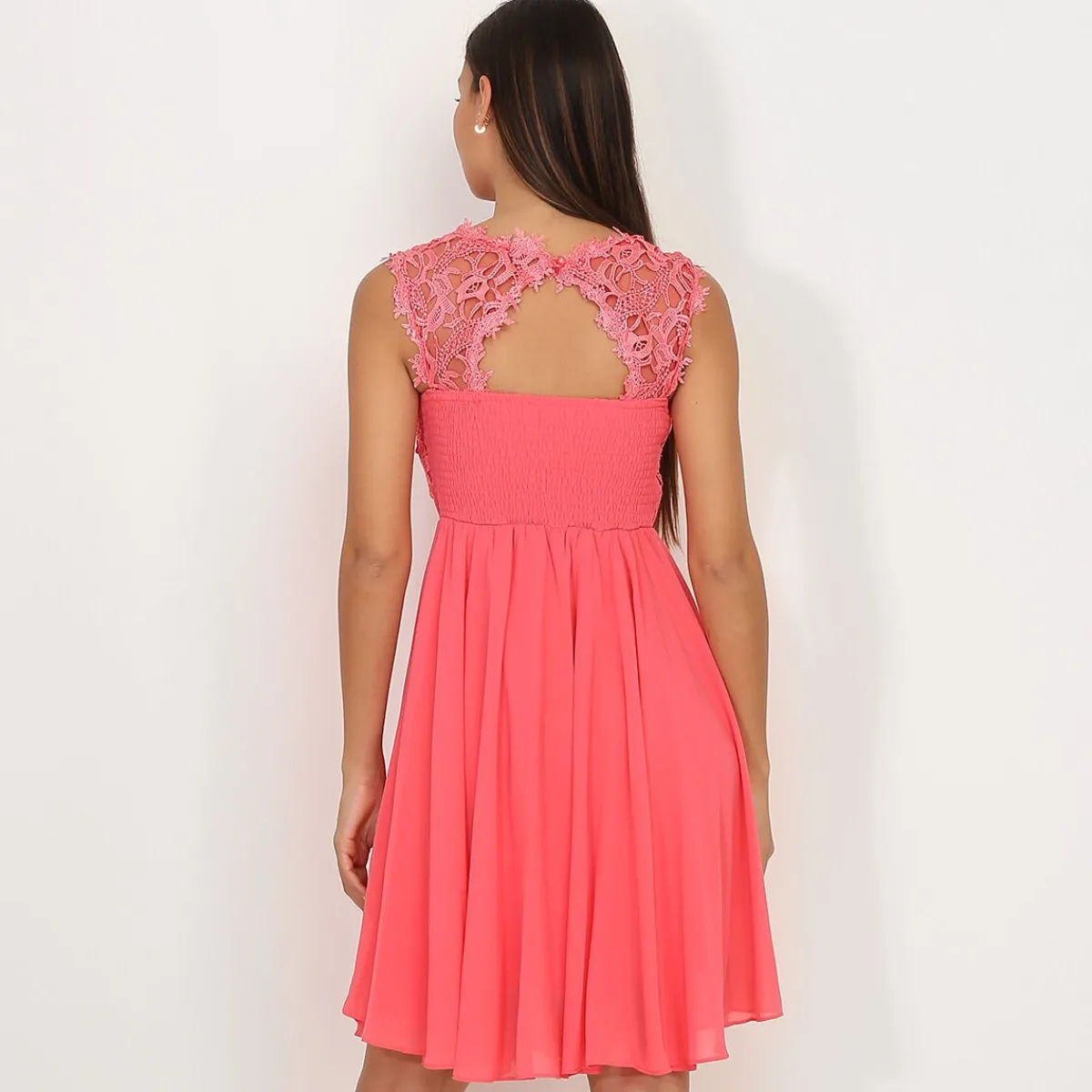 Discount La Modeuse Robe avec dentelle Corail