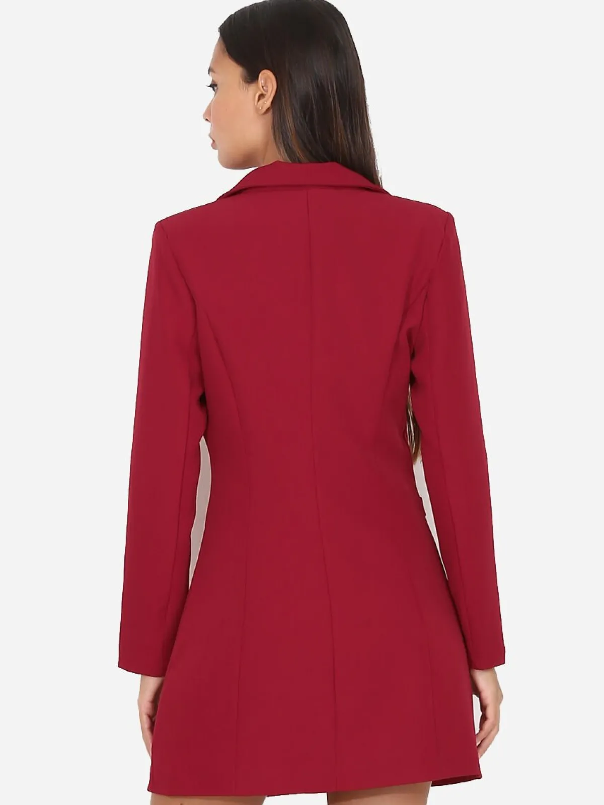 La Modeuse Robe blazer cintrée et boutonnée Bordeaux