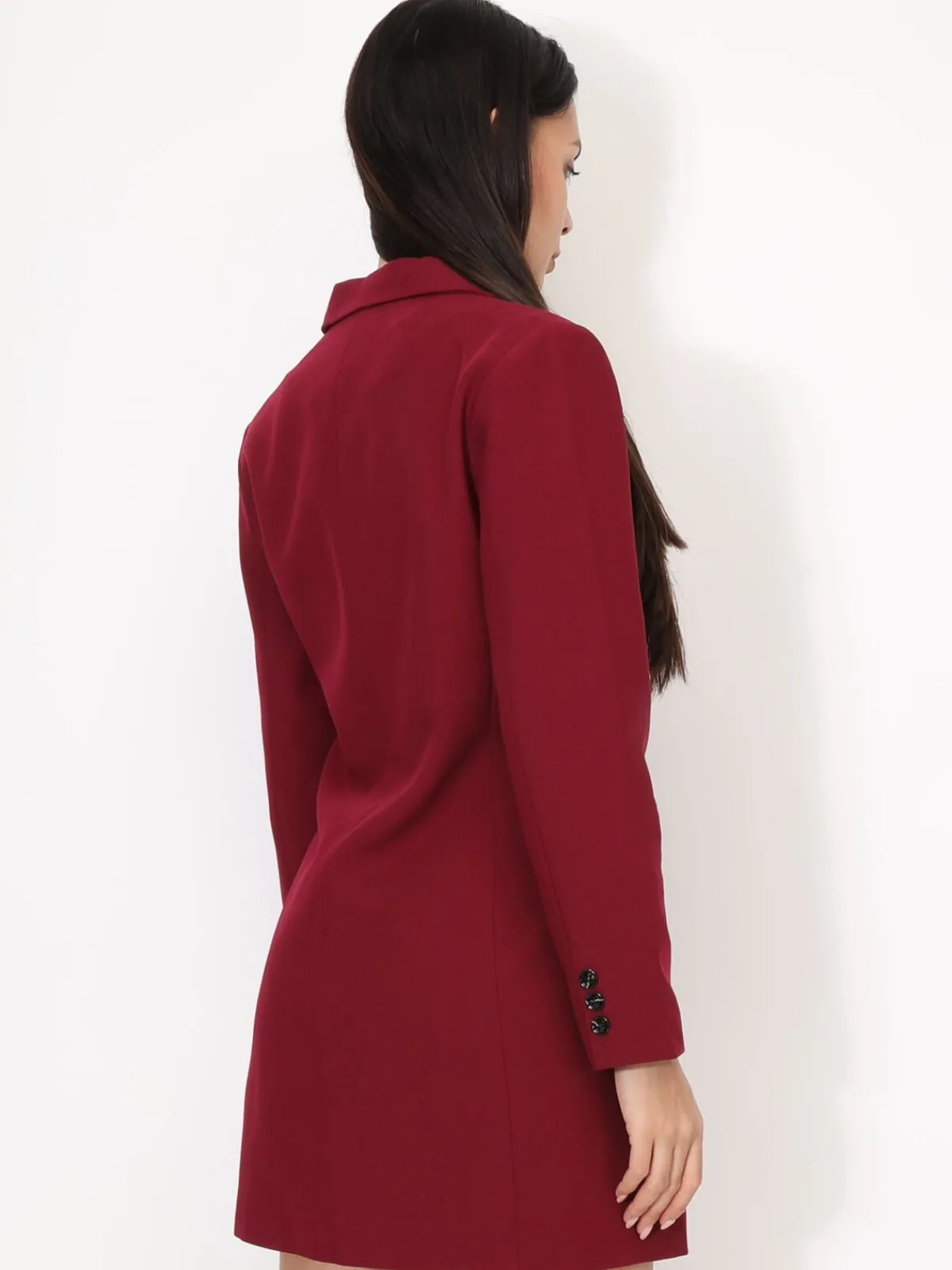 Hot La Modeuse Robe blazer droite à boutons Bordeaux