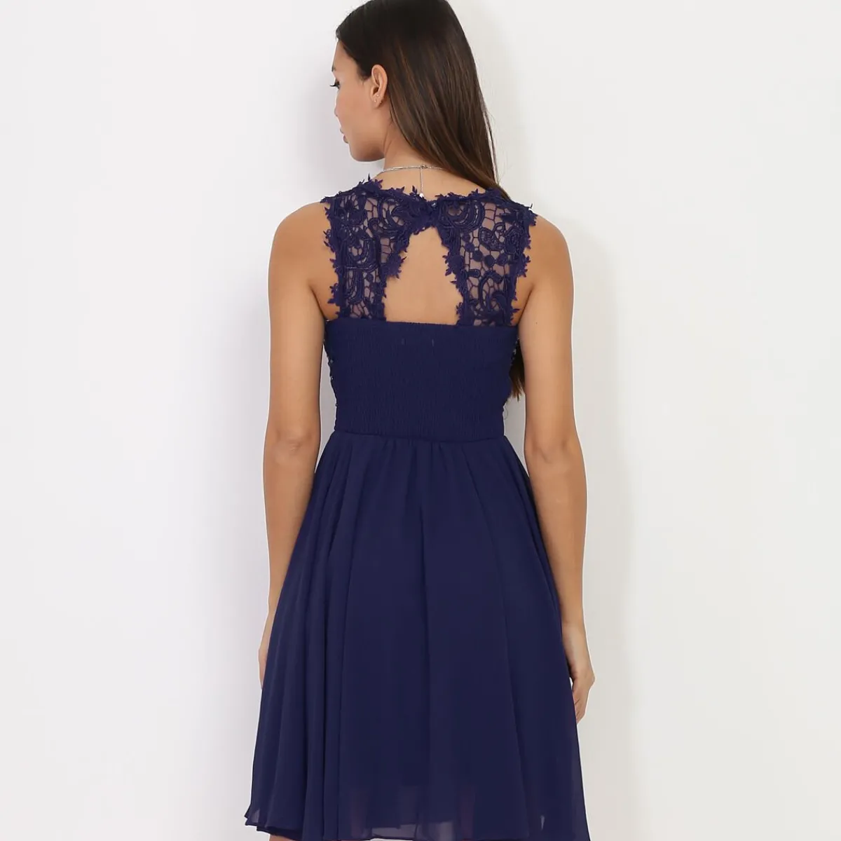 Online La Modeuse Robe brodée à perles grandes tailles BleuMarine