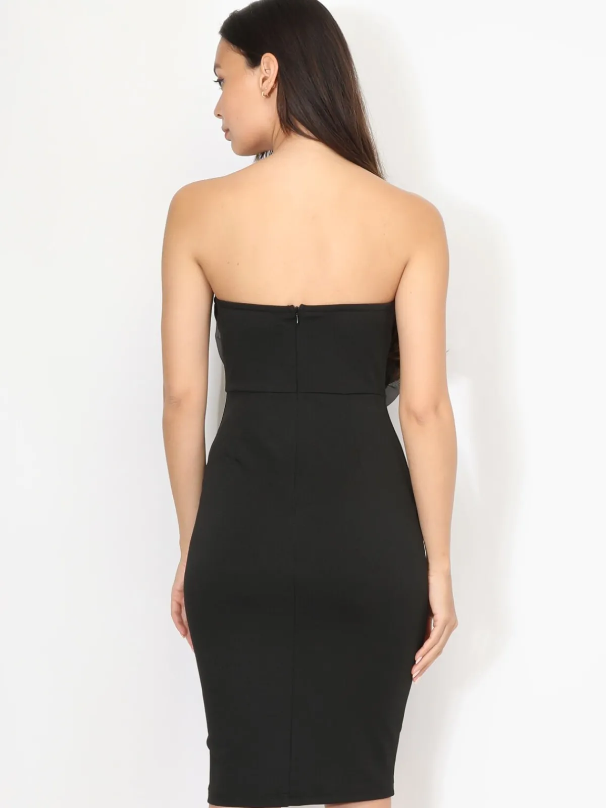 New La Modeuse Robe bustier à fleur en tulle XXL Noir