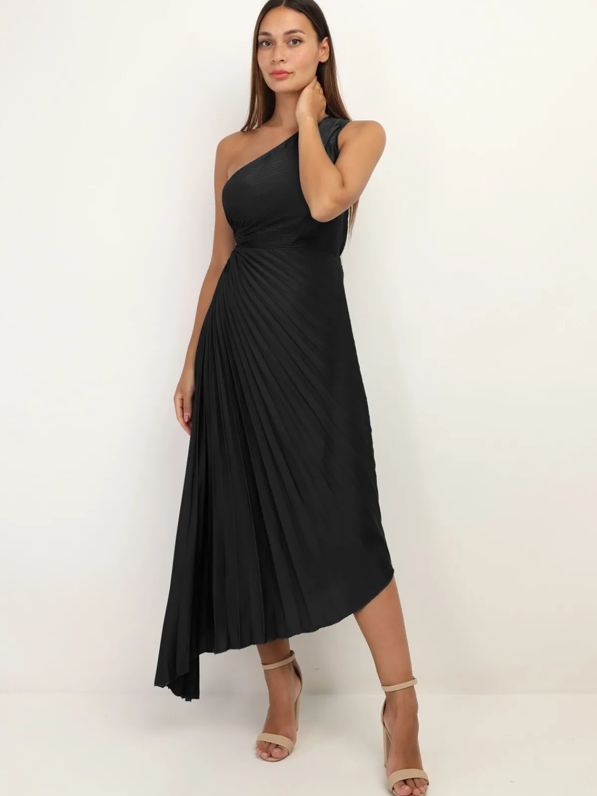 La Modeuse Robe cut-out et asymétrique plissée Noir