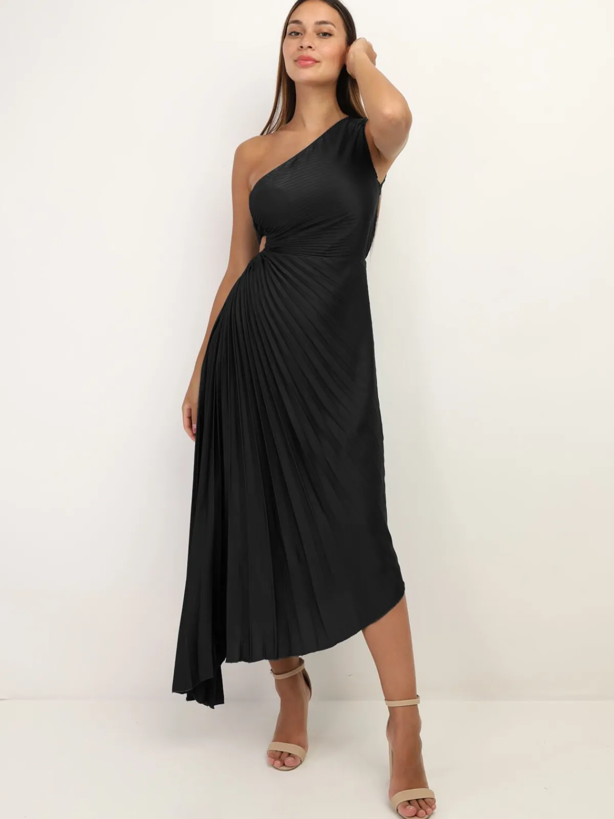 La Modeuse Robe cut-out et asymétrique plissée Noir