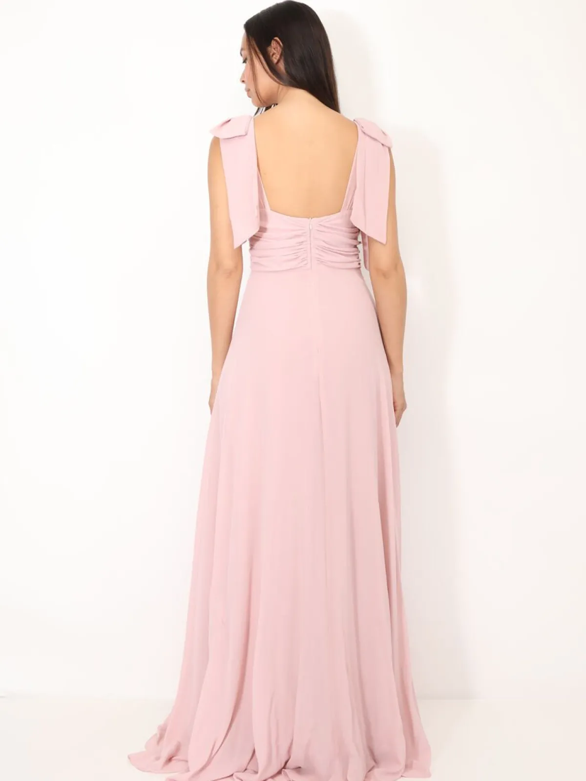 Hot La Modeuse Robe de cérémonie drapée à rubans VieuxRose