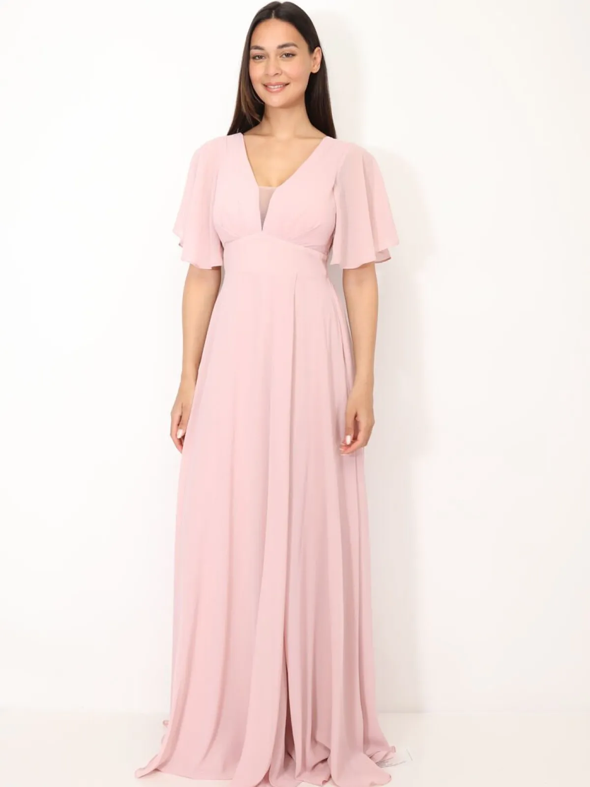 La Modeuse Robe de cérémonies à manches papillons VieuxRose