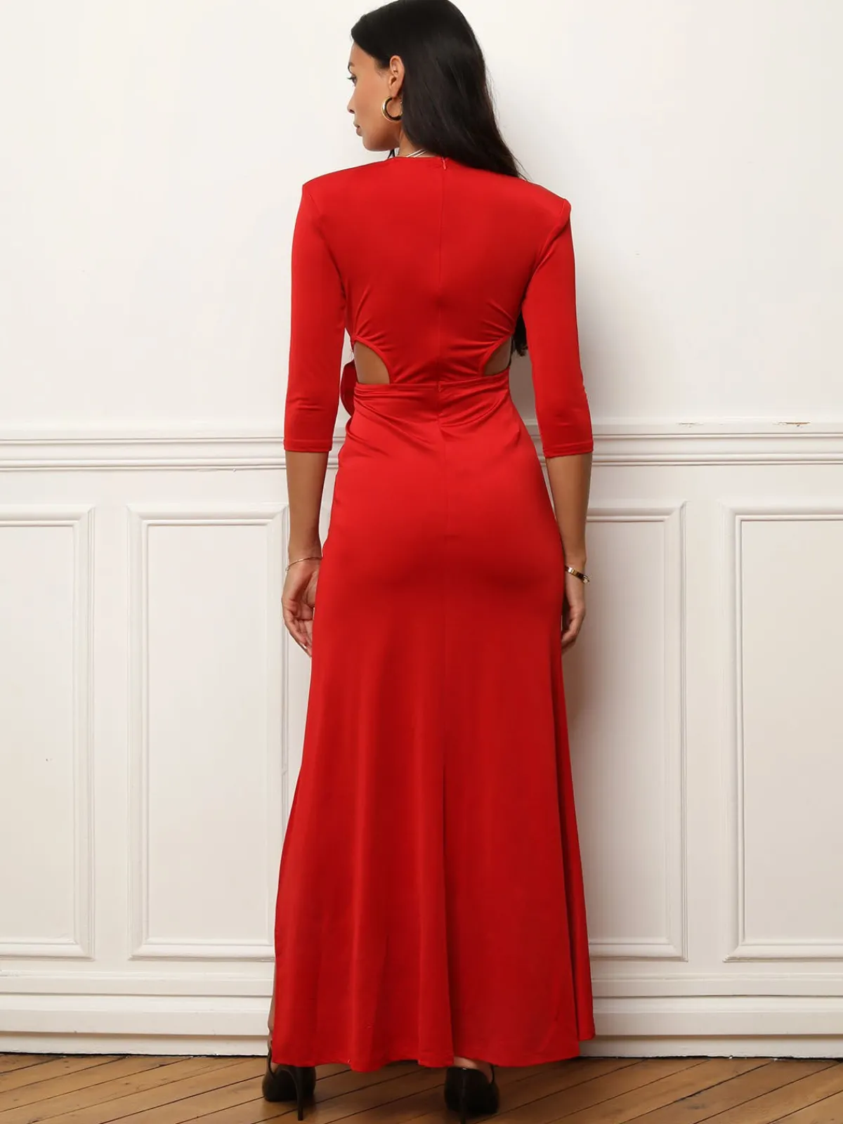 La Modeuse Robe fendue cut-out à fleur 3D Rouge