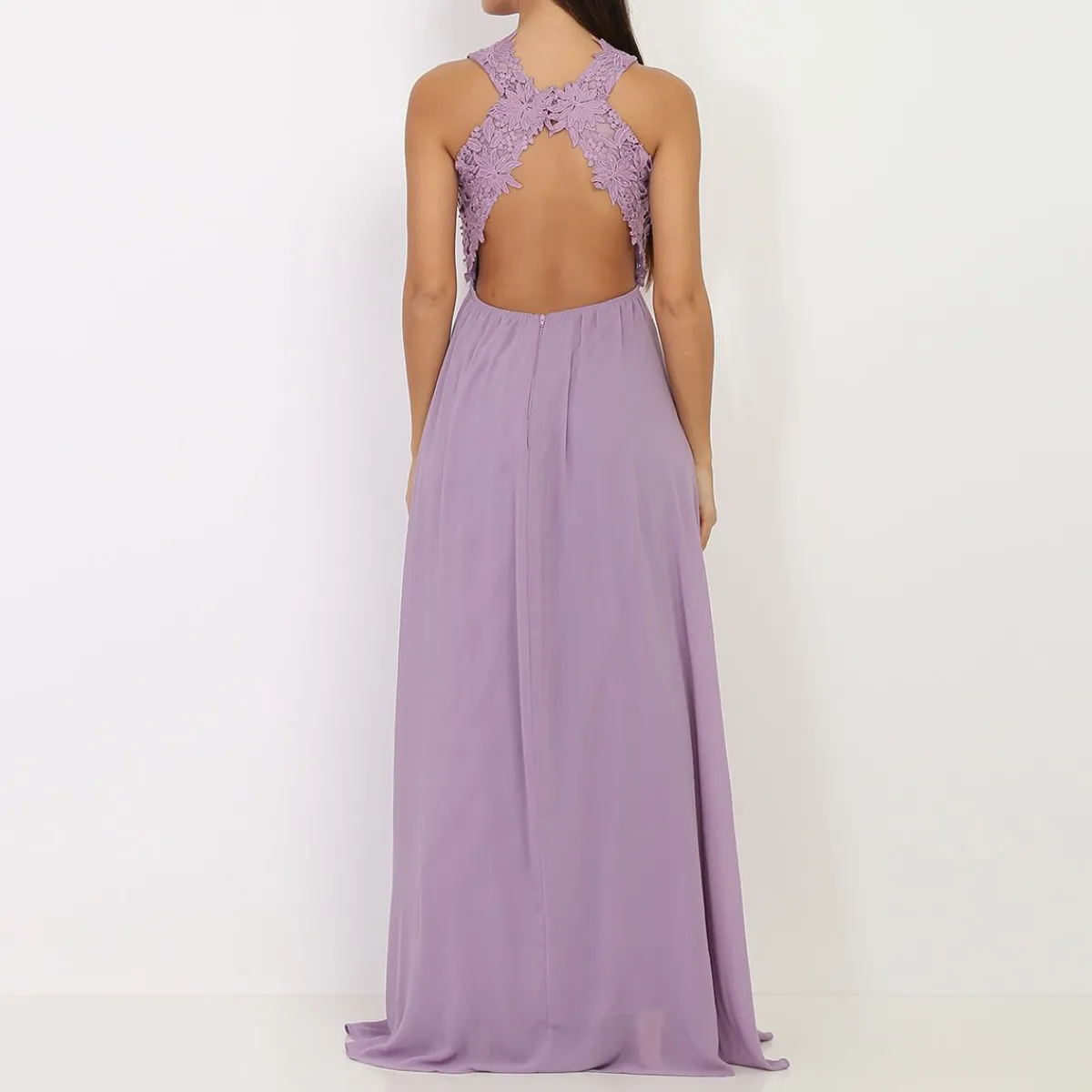 Best La Modeuse Robe longue à broderies fleuries Violetclair