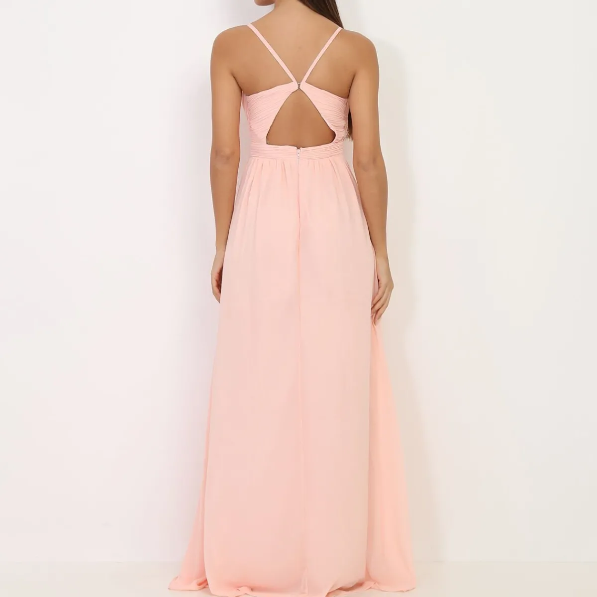 New La Modeuse Robe longue à décolleté drapé Rose
