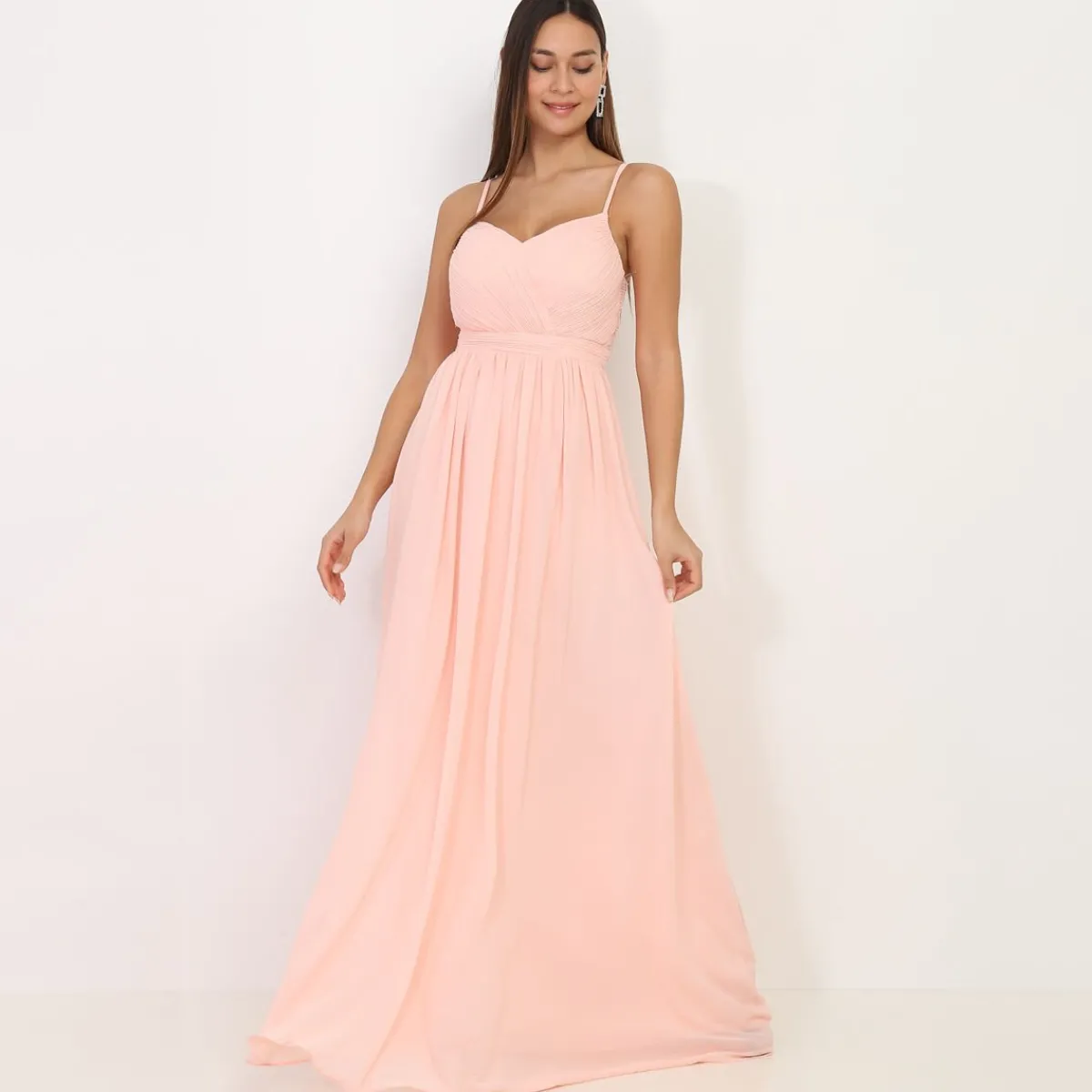New La Modeuse Robe longue à décolleté drapé Rose