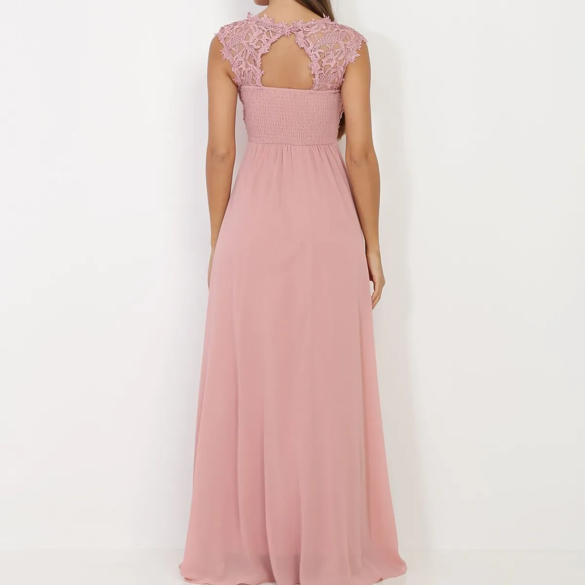 Outlet La Modeuse Robe longue à dentelle VieuxRose