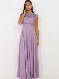 Clearance La Modeuse Robe longue à dentelle Parme