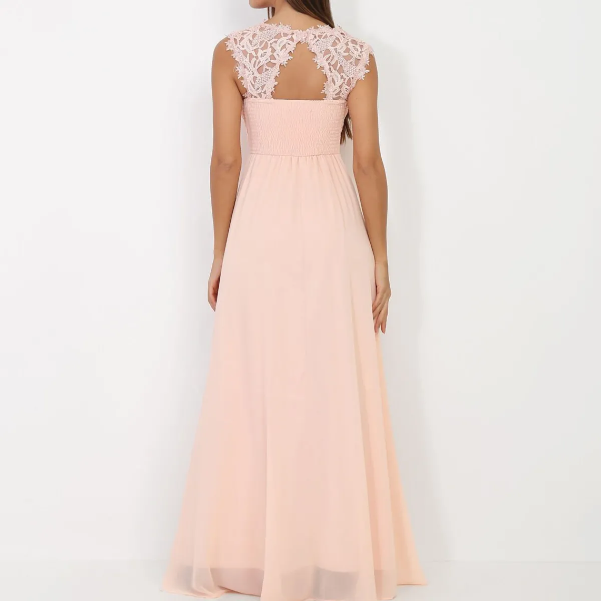Discount La Modeuse Robe longue à dentelle Rose