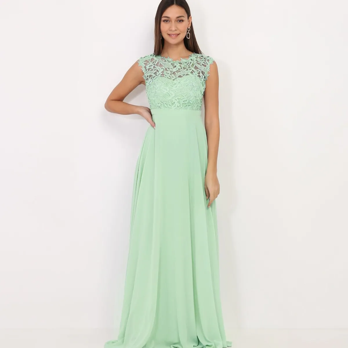 Clearance La Modeuse Robe longue à dentelle Vertmenthe