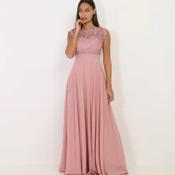 Hot La Modeuse Robe longue à dentelle grandes tailles VieuxRose