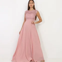 Hot La Modeuse Robe longue à dentelle grandes tailles VieuxRose