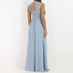 New La Modeuse Robe longue à dentelle grandes tailles BleuGivré